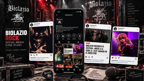 Mockup del caso de éxito de social media de la banda de rock peruana BIOLAZIO