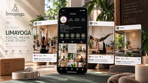 Mockup del caso de éxito de social media del estudio LimaYoga