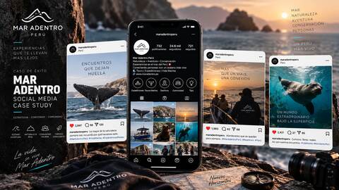 Mockup del caso de éxito de social media de Mar Adentro Perú